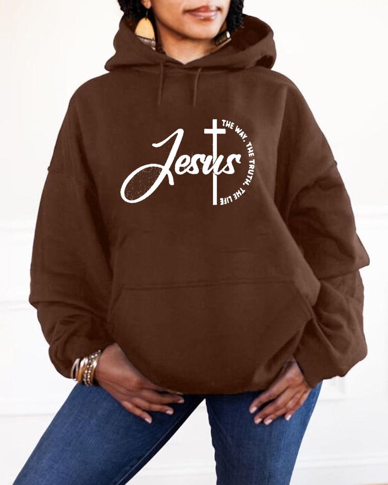 Women's Faith Jesus The Way The Truth The Life Pocket Long Sleeve Hoodie