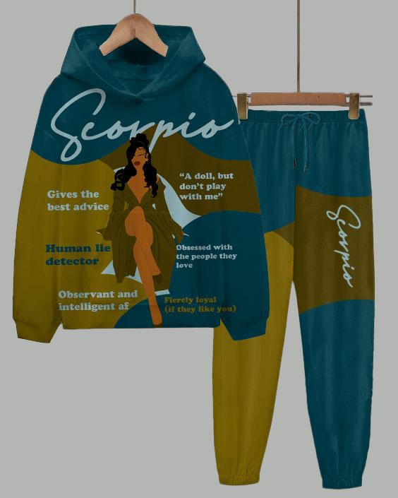 Scorpio Girly Season Long Sleeve Hoodie Two Pieces Set