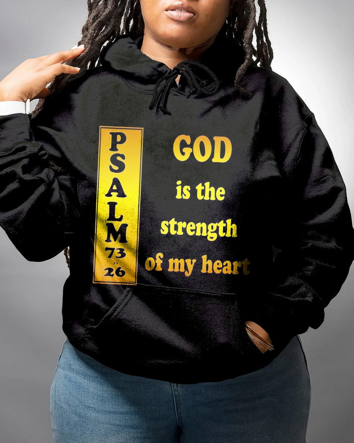 God Is The Strength Print Long-sleeved Hooded