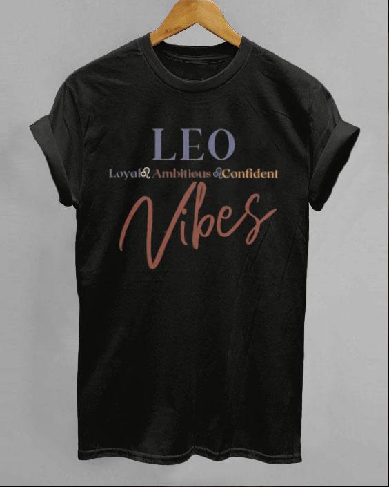 Leo Vibes Letter Crew Neck Unisex Short Sleeve Tshirt