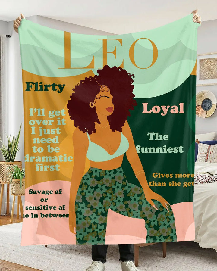 Leo Girly Season Cartoon Flannel Blanket