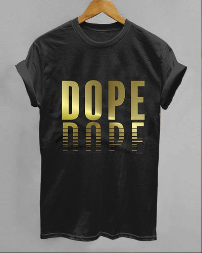 Fun Letters Dope Round Neck Short Sleeve Shirt