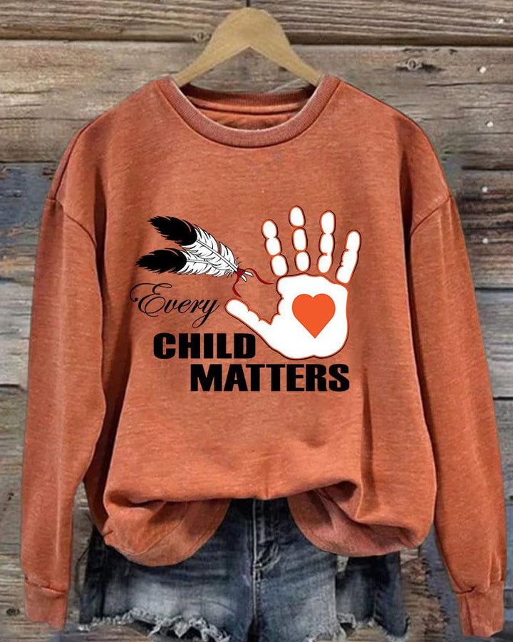 Ladies Slogan Every Child Matters Printed Crew Neck Sweatershirt