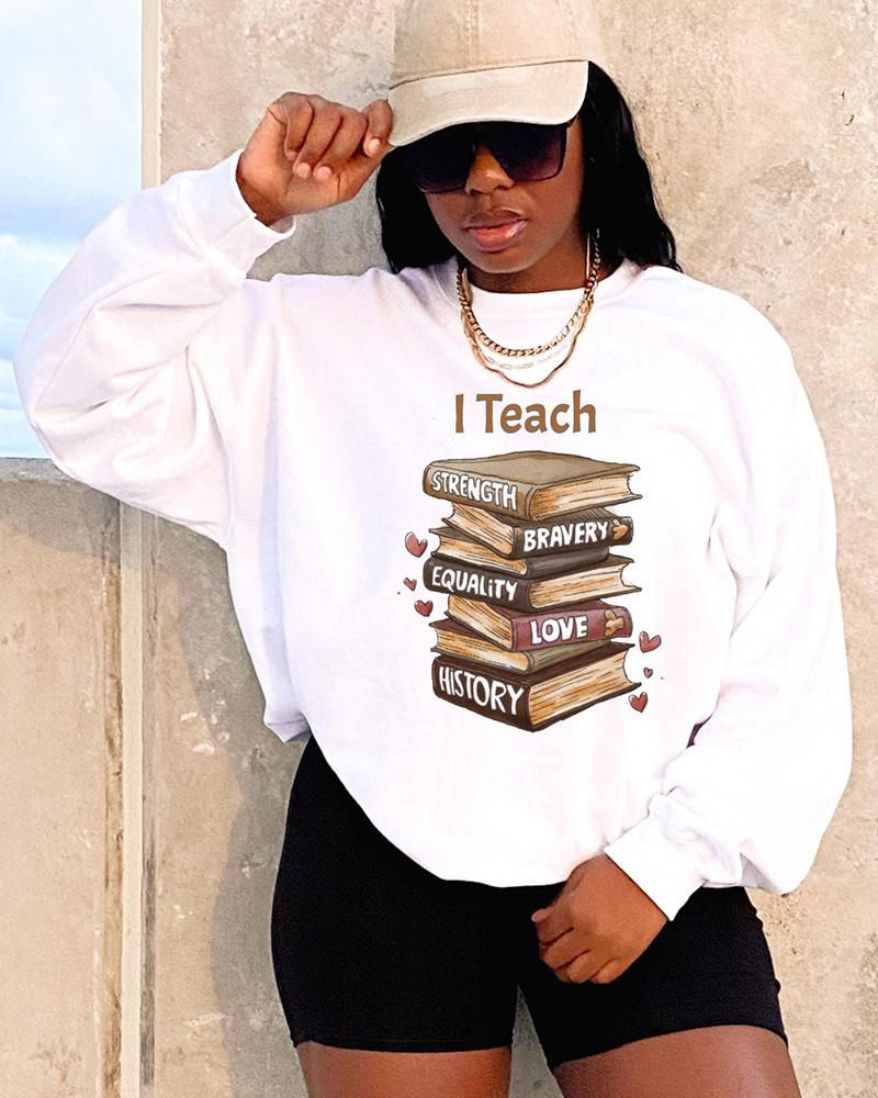 I Teach Melanin Long Sleeve Crewneck Sweatshirt