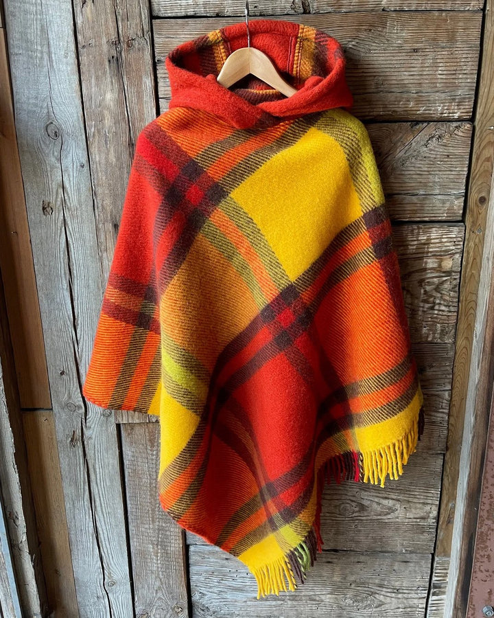 Bohemian Striped Tassels Hooded Warm Shawl Cape