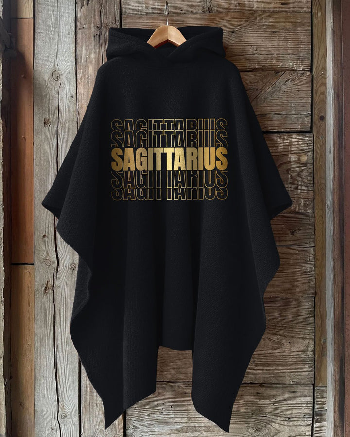 Stacked Sagittarius Zodiac Hooded Warm Shawl Cape