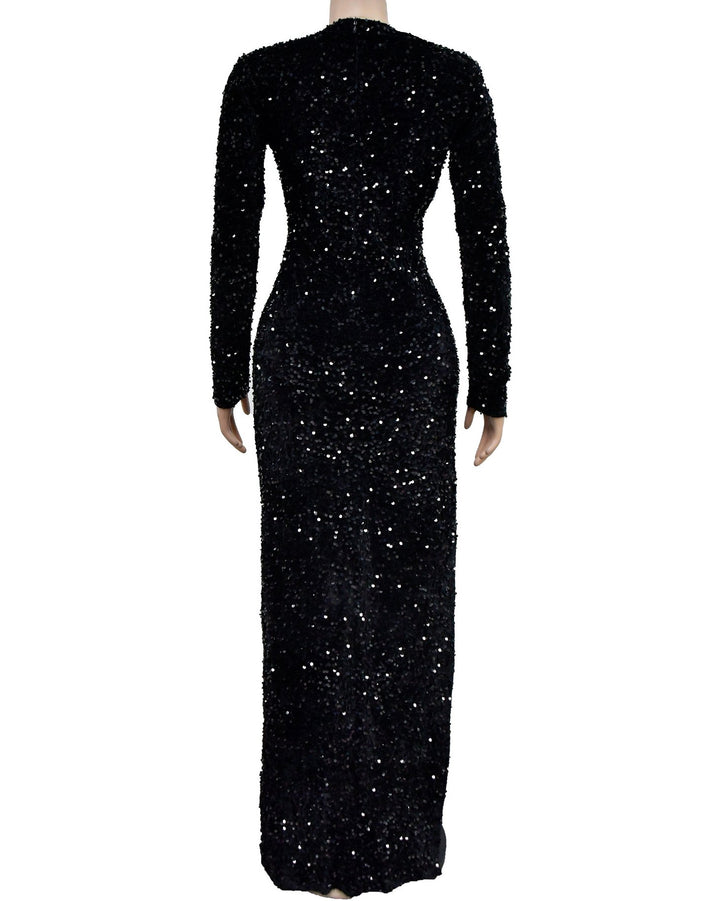 Women's Fashion Sequin Sexy Slit Party Evening Jacket Long Dress Two-Piece Suit