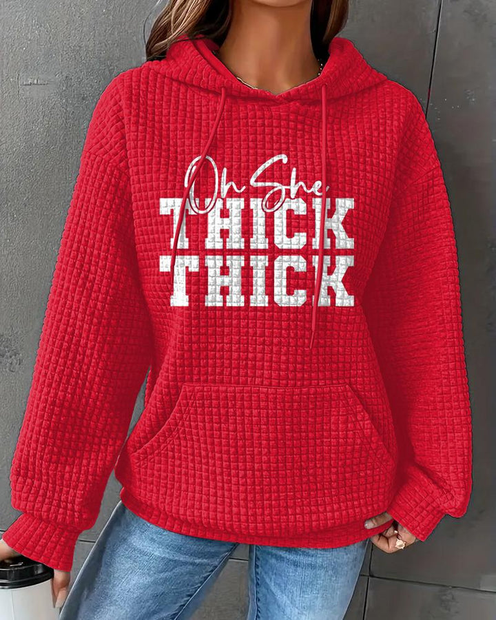 Oh She Thick Waffle Long-sleeved Hoodie