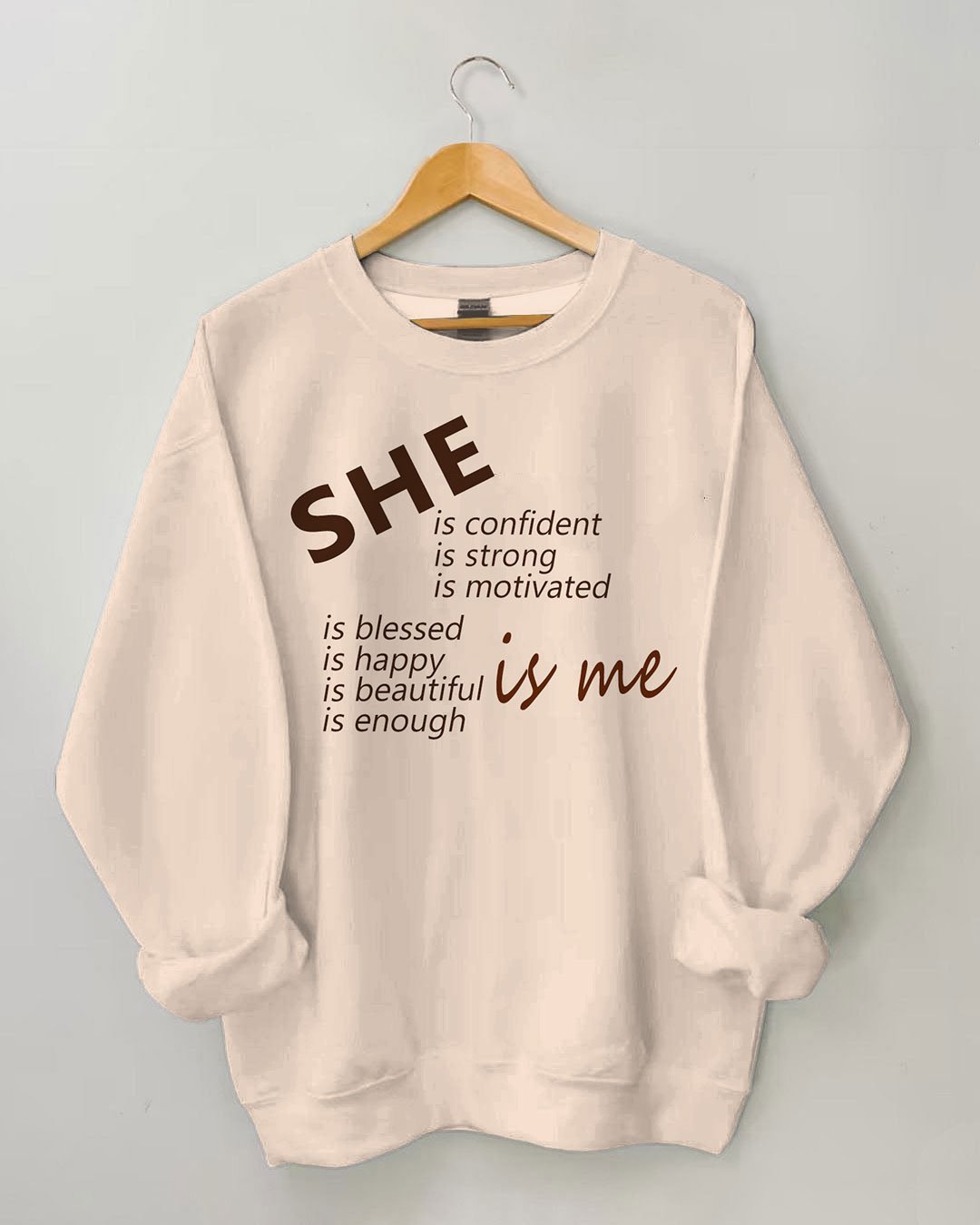 She Is Me Print Casual  Long Sleeve Sweatshirt