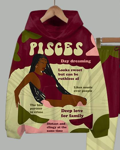 Pisces Girly Season Long Sleeve Hoodie Two Pieces Set