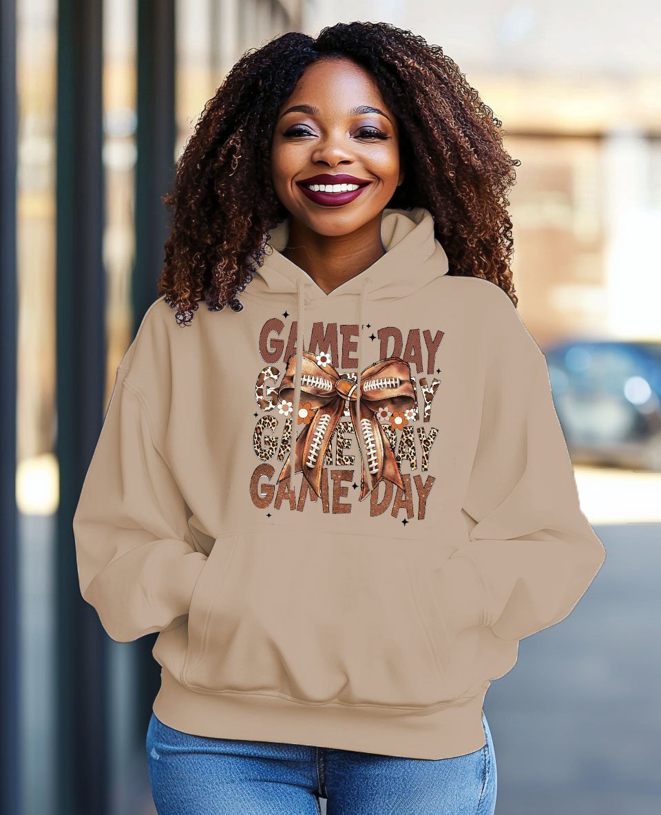 Women's Rugby Print Pocket Long Sleeve Hoodie