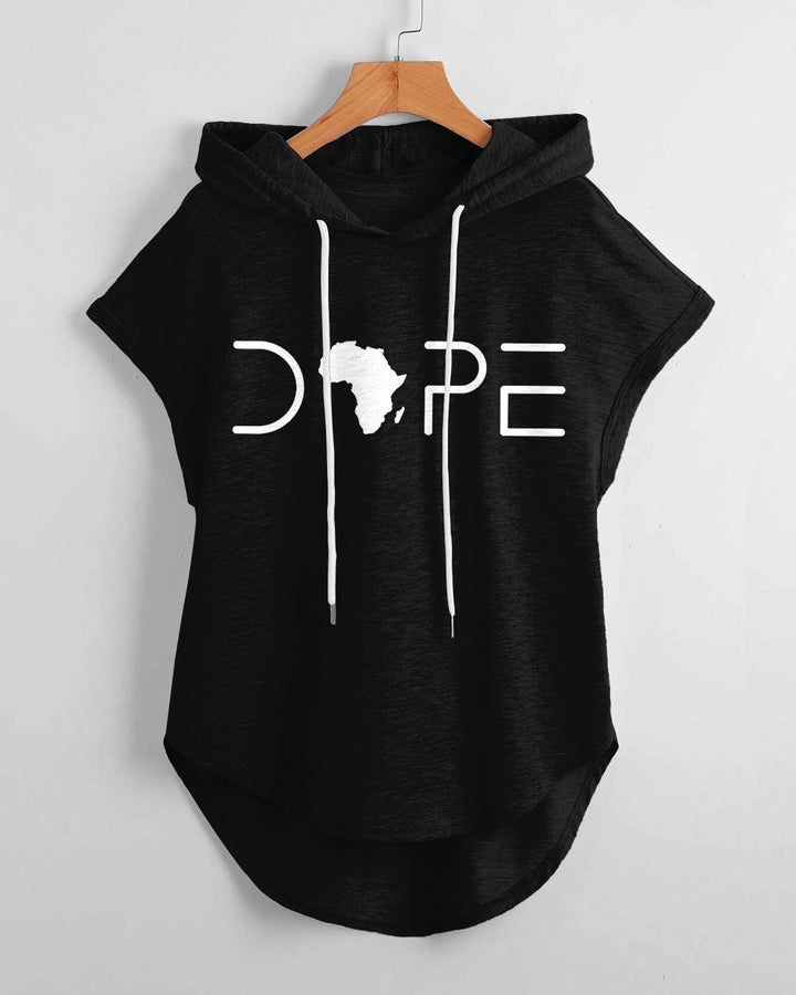 Dope Black Girl Hem Drawstring Hooded Tee