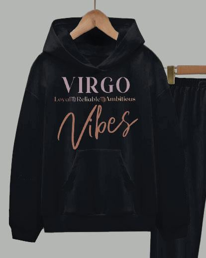 Virgo Vibes Long Sleeve Hoodie Two Pieces Set