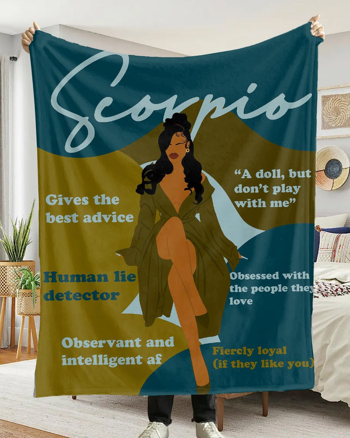 Scorpio Girly Season Cartoon Flannel Blanket