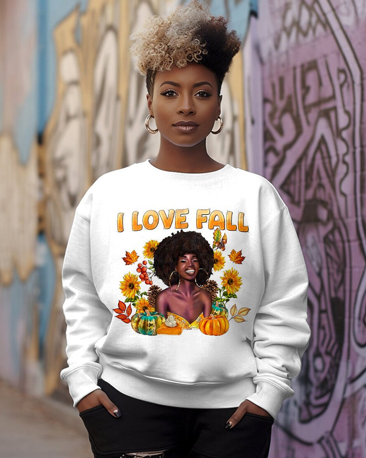 I Love Fall Afro Woman Crewneck Sweatshirt