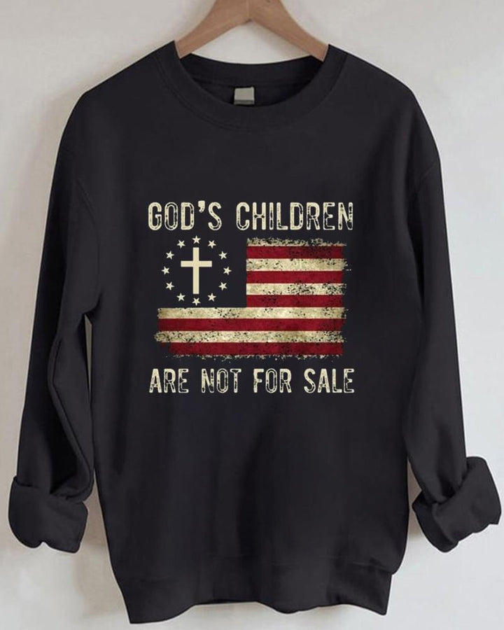 Women's Faith God'S Children Are Not For Sale Round Neck Long Sleeve Sweats