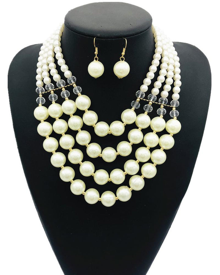 Fashion Bright imitation pearls Multi-layer Braided Necklace Set