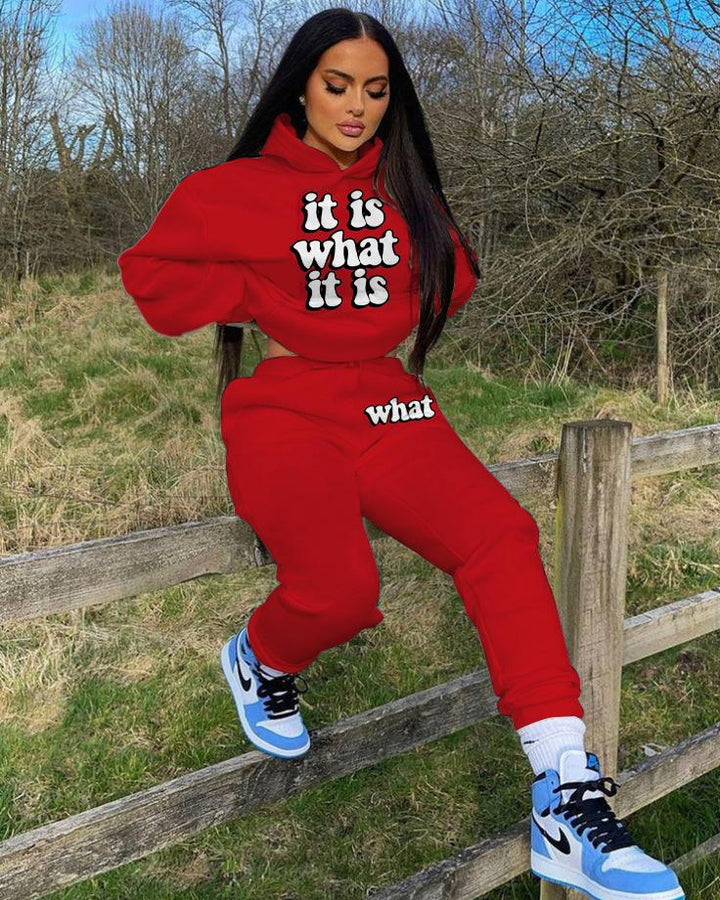 It Is What It Is Long Sleeve Hoodie Two Pieces Set