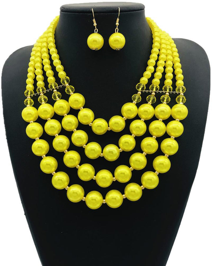 Fashion Bright imitation pearls Multi-layer Braided Necklace Set