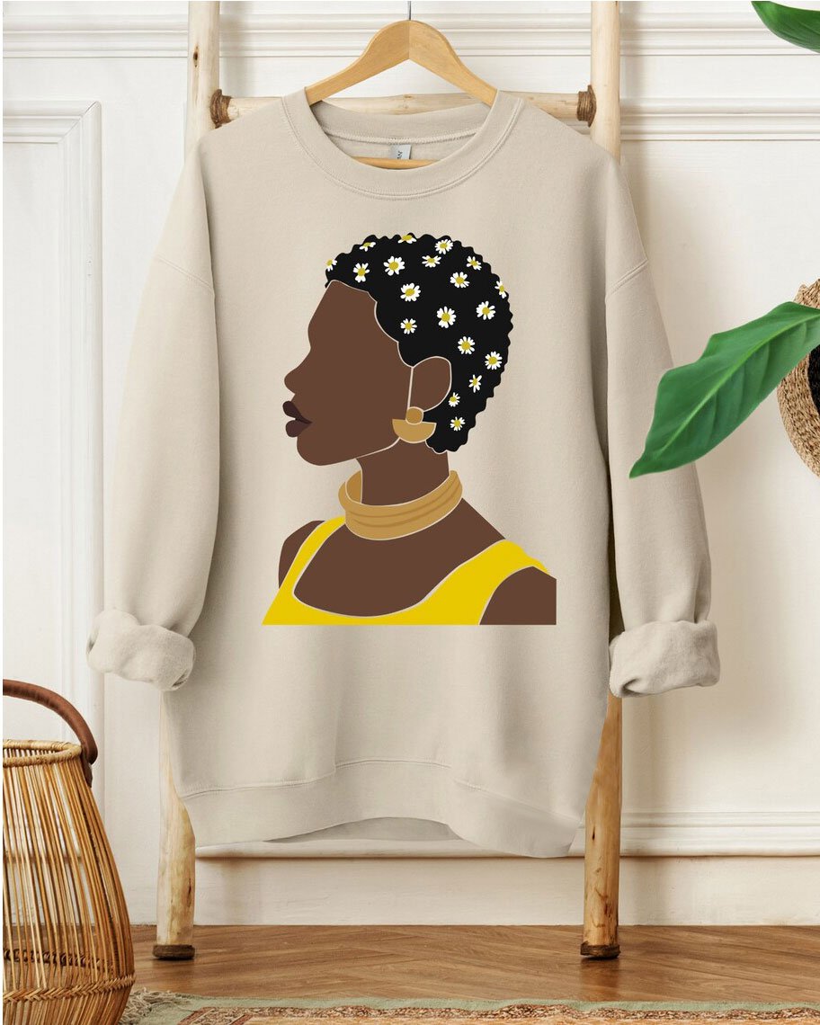 Afro Woman Black Queen Long Sleeve Sweatshirt