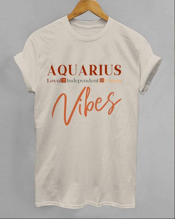 Aquarius Vibes Letter Crew Neck Unisex Short Sleeve Tshirt