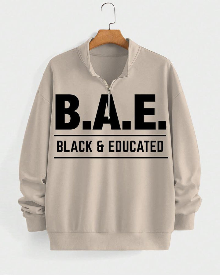 B.A.E High Collar Zipper Long Sleeve Casual Sweatshirt