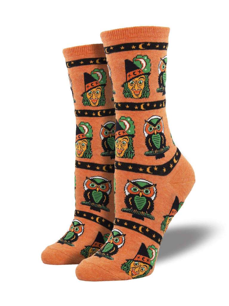 Halloween Witch Owl Creative Pattern Cotton Unisex Couple Mid-length Socks