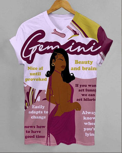 Gemini Girly Season Unisex V-neck Short Sleeve Tshirt