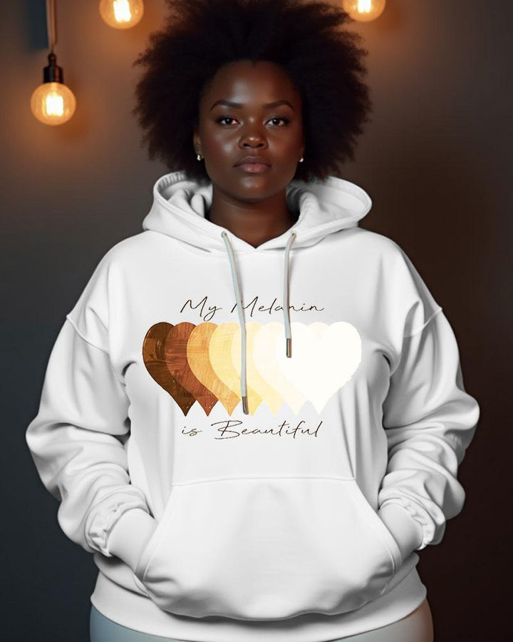 Women's My Melanin Is Beautiful Printed Long Sleeve Pocket Hoodie