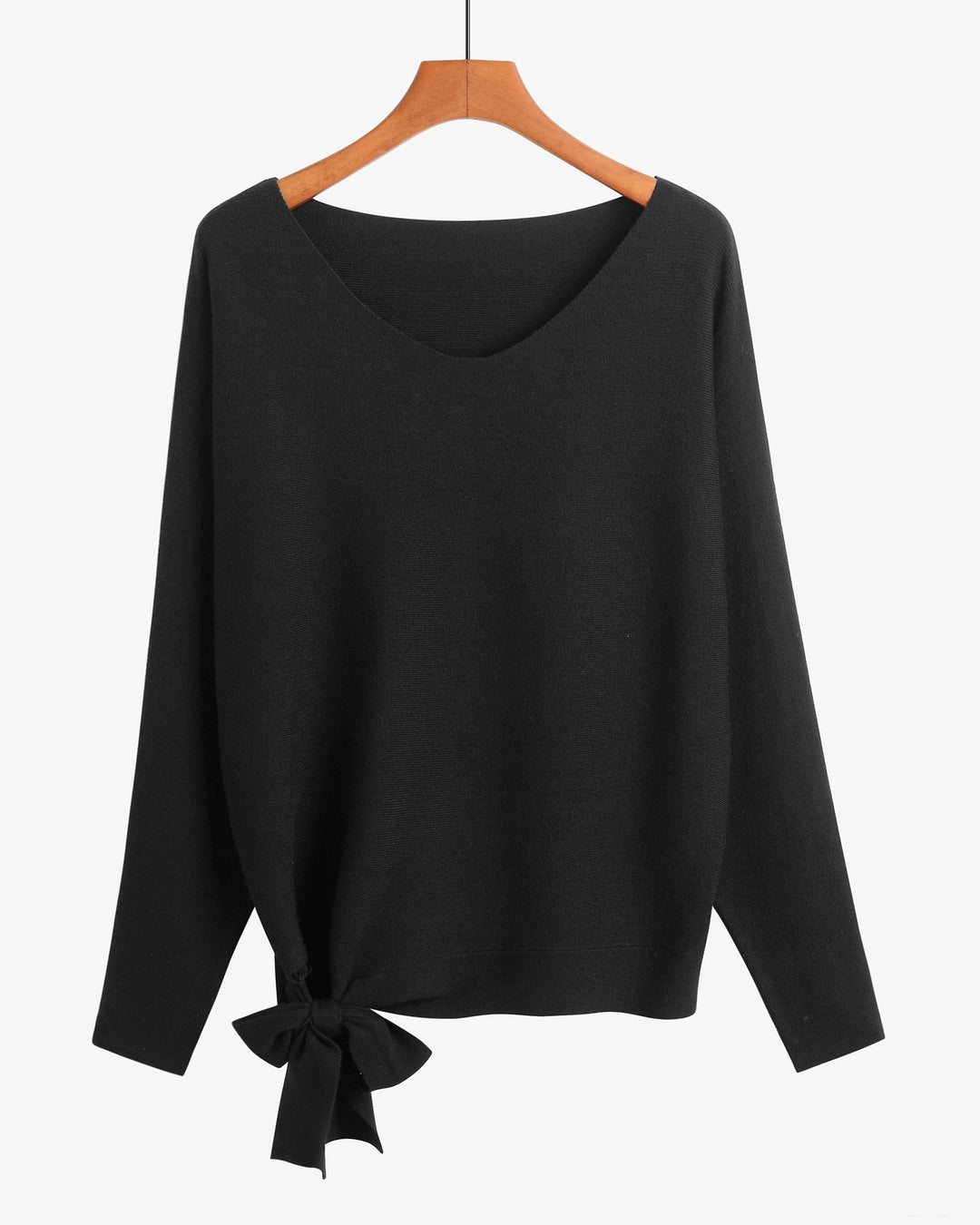 Women's Fashion Casual Lazy Style Tie-Up Loose Batwing Sweater Top