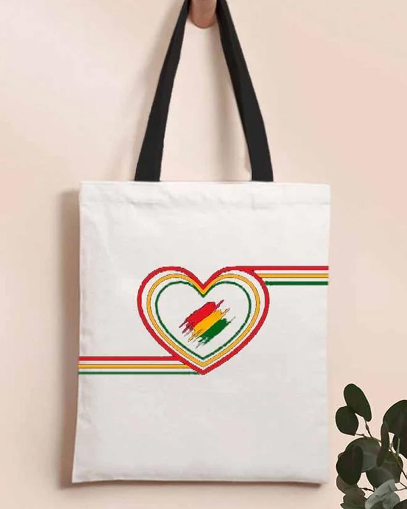 Juneteenth Print Canvas Shoulder Bag