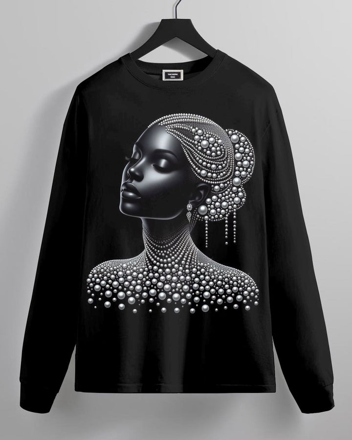 Black Pearl Girl Cotton Crew Neck Long Sleeve T-shirt