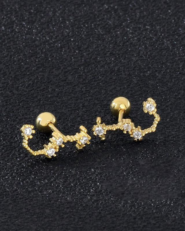 12 Constellations Gold Diamond Stud Earrings