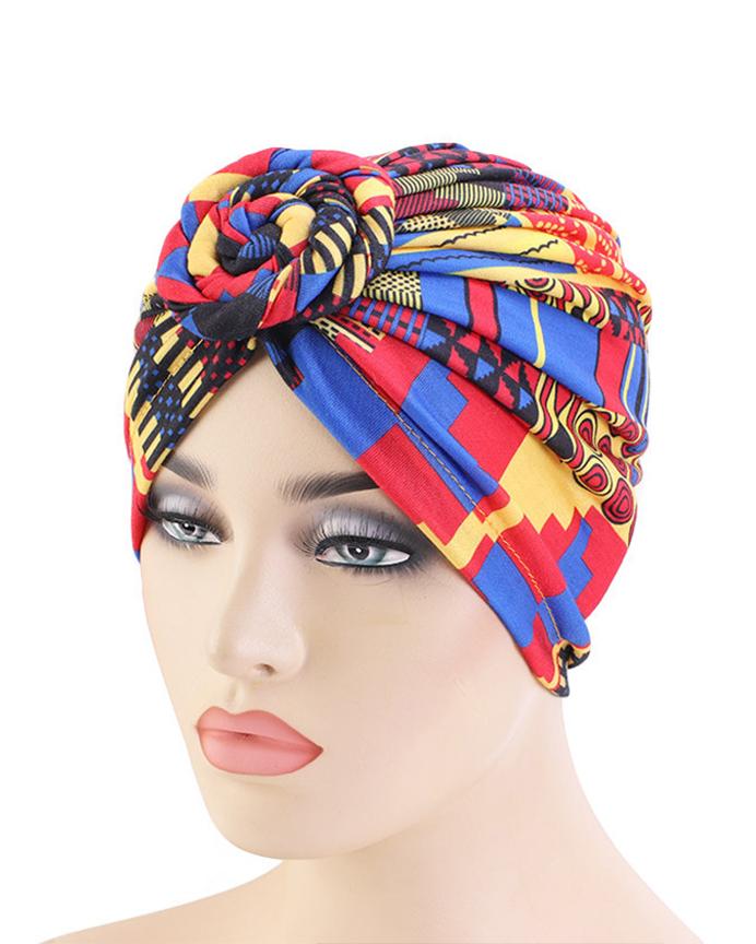 Fashionable Casual Bohemian Style Printed Flower Turban Hat