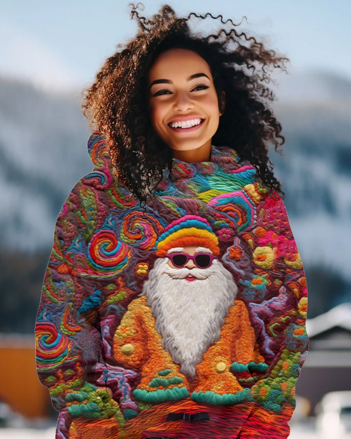 Women's Christmas Knitted Colorful Santa Hoodie