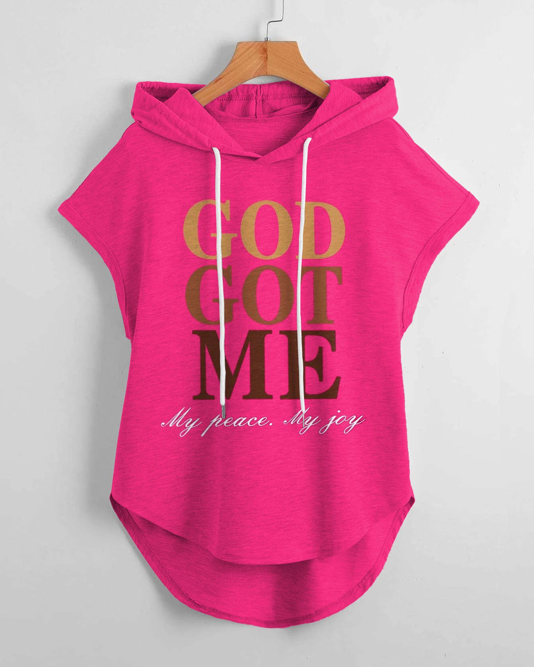 God Got Me Hem Drawstring Hooded Tee