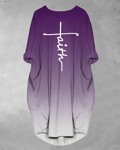 Purple Gradient Faith Pockets Midi Dresses