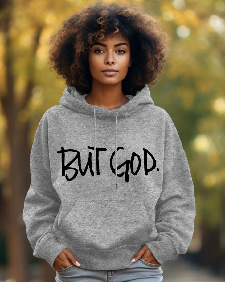 Cotton-But God Letter Print Fashion Daily Long Sleeve Hoodie