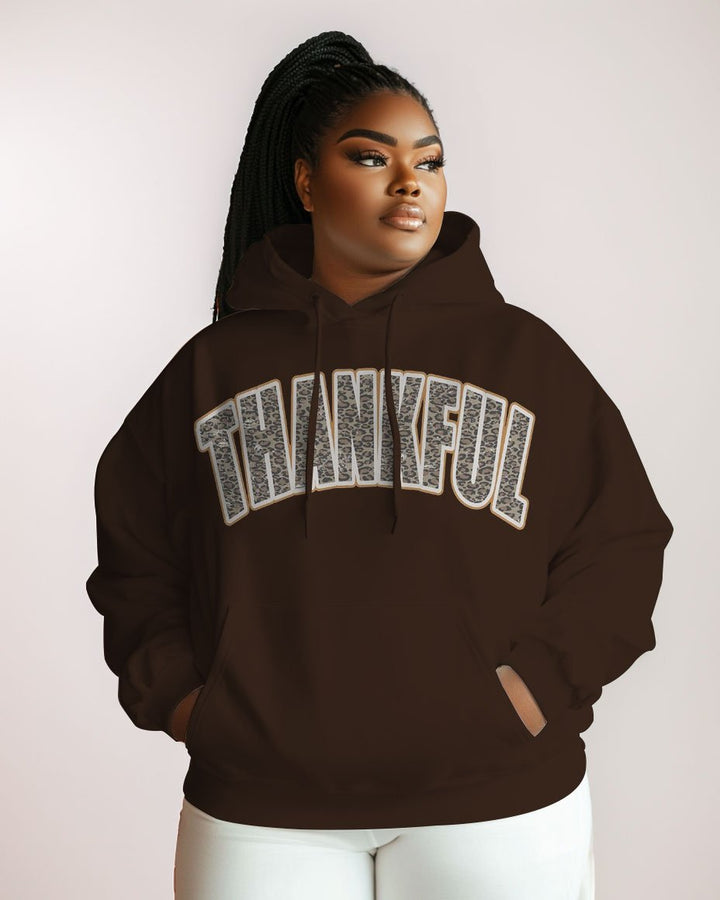 Cotton-Leopard Thankful Print Fashion Daily Long Sleeve Hoodie