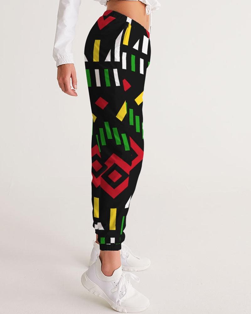 Contrasting color ethnic style casual printing ladies trousers