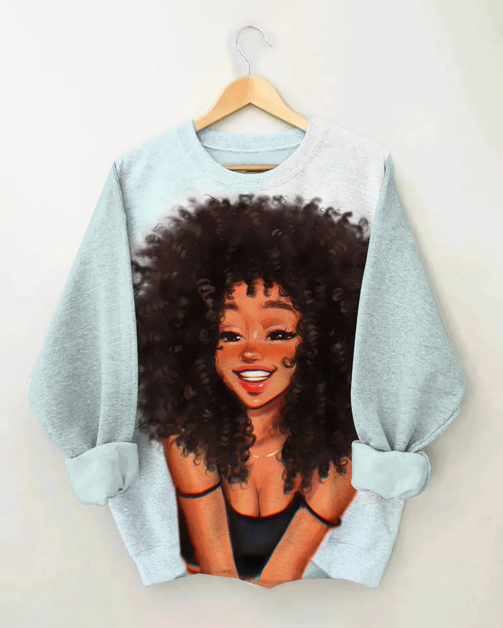 Hapiness Afro Girl Crewneck Sweatshirt