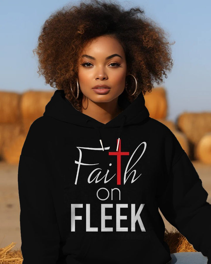 Faith On Fleek Print Long-sleeved Hoodie