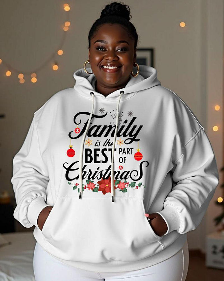 Women's Christmas Print Pocket Long Sleeve Hoodie