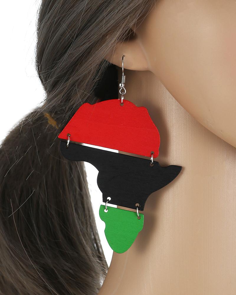 Multicolor Africa Map Earrings