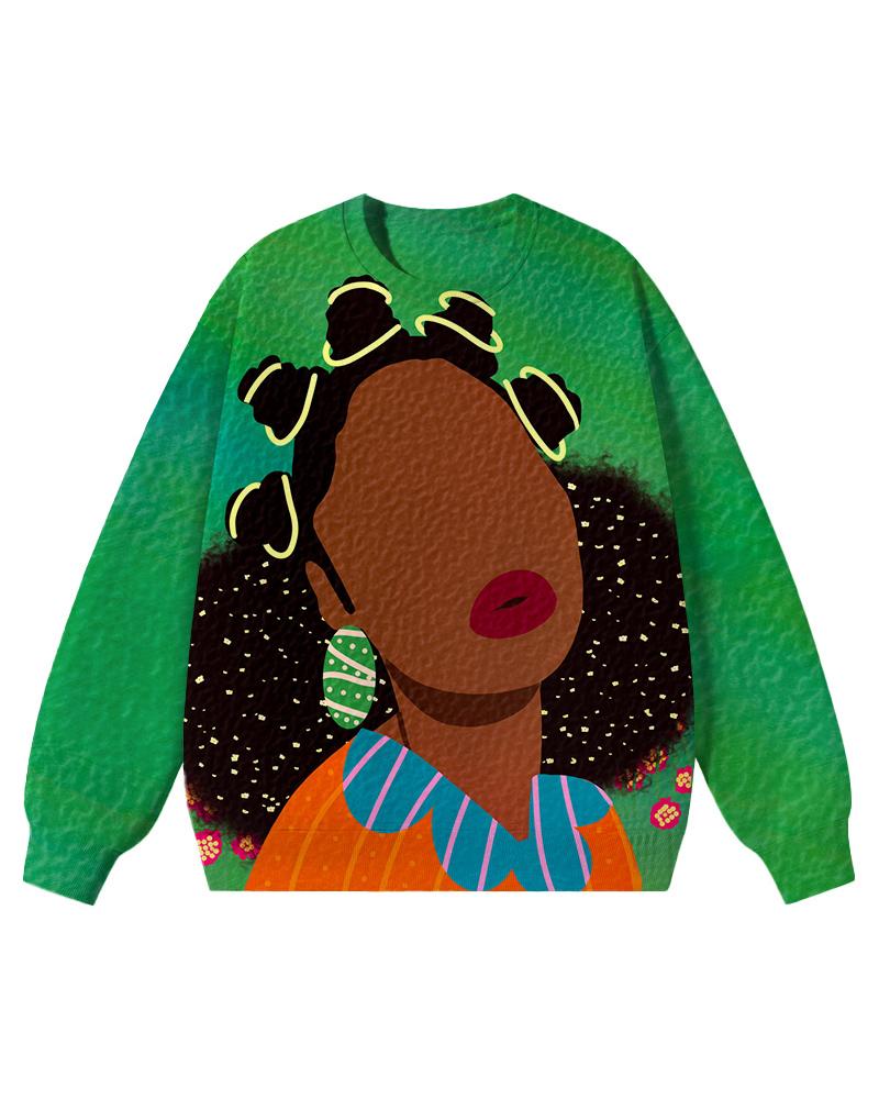 Bantu Knots Long Sleeve Crewneck Sweatshirt