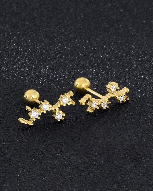 12 Constellations Gold Diamond Stud Earrings