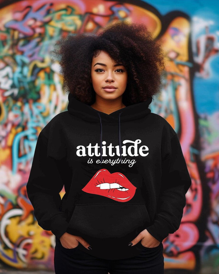 Attitude Is Everything Print Long-sleeved Hoodie