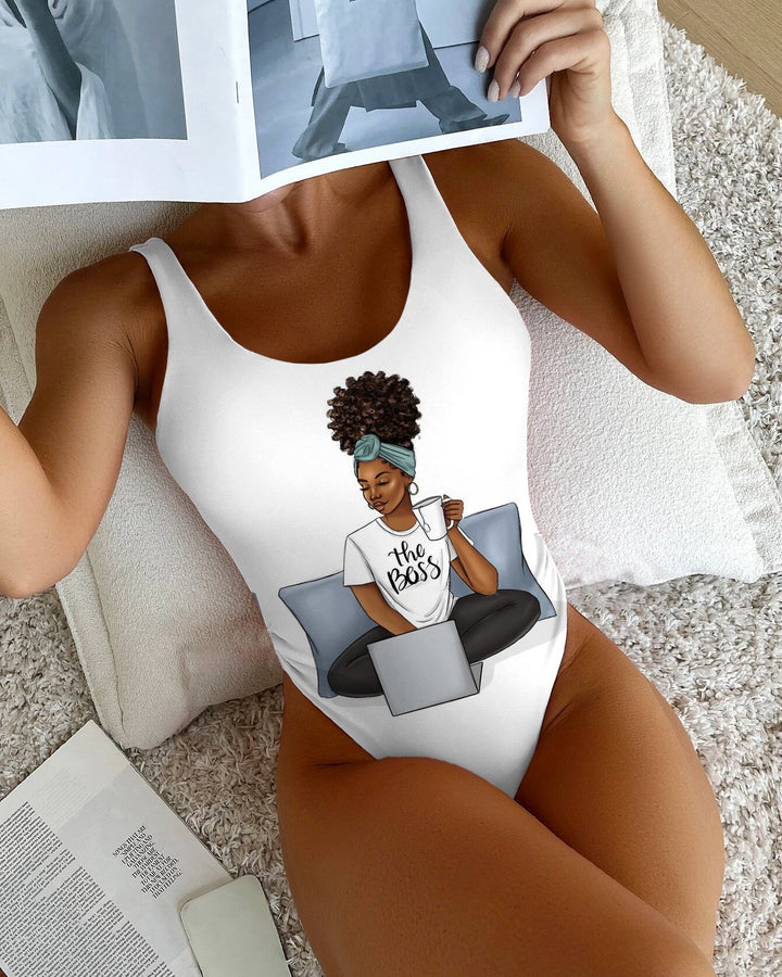 Afro Girl The Boss Backless One Piece Swimsuit