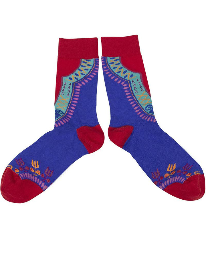 Metallic Floral Red Fabric Socks