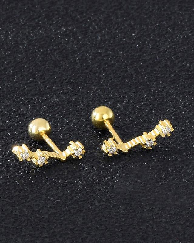 12 Constellations Gold Diamond Stud Earrings